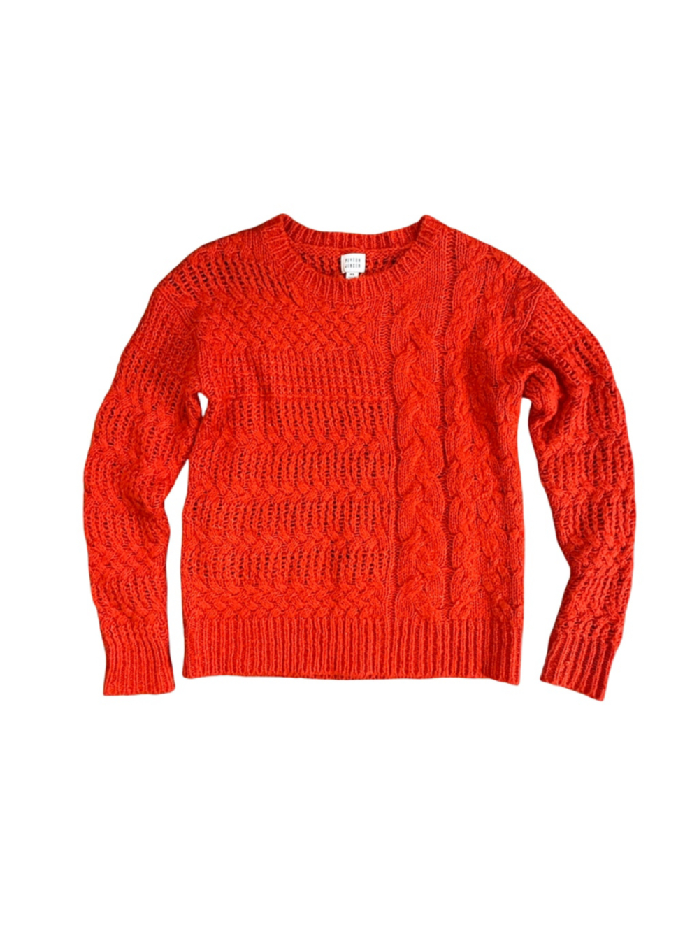 Peyton Jensen Evereve Chunky Cable Knit Sweater XS Burnt Orange Pullover